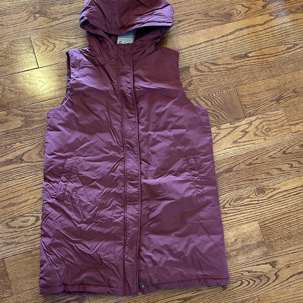 Burgundy long Hooded Vest